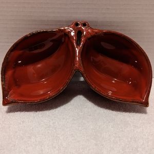 Vietri Made In Italy Stoneware Double Dip Or Nut Bowls.  Excellent Condition